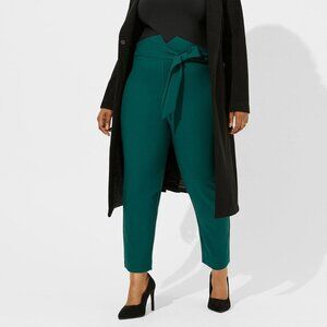 Torrid Green 2x Tie Front Skinny Studio Work Crepe High Rise Pant